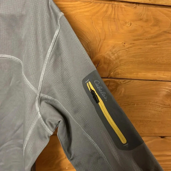 Cabelas Mens pullover Lg Half Zip collared‎ gray polyester workwear lightweight - Picture 9 of 9